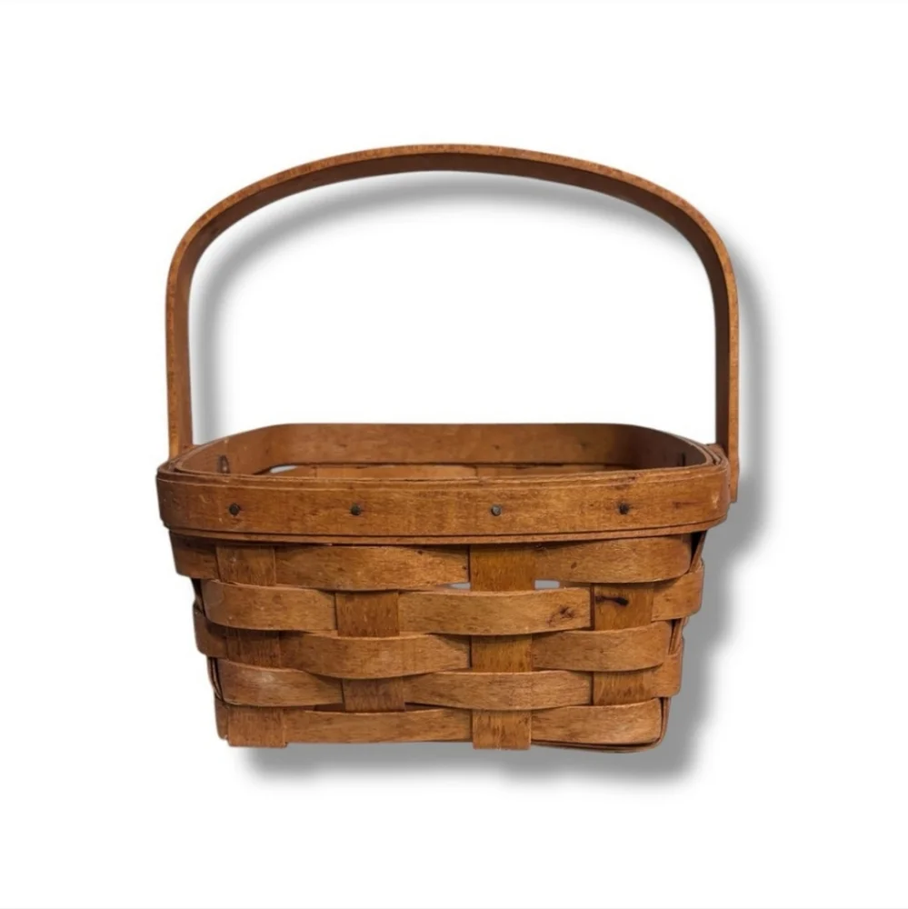 LONGABERGER Small Square Basket Collapsible Handle VINTAGE